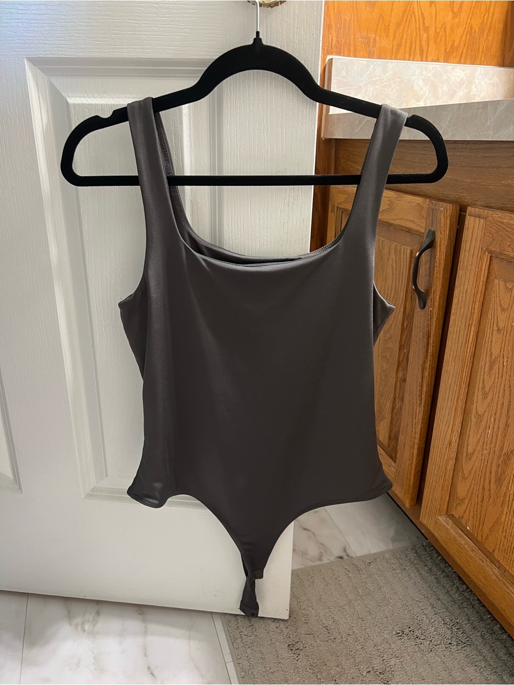Dress Forum Charcoal Gray Scoop/Square Neck Bodysuit